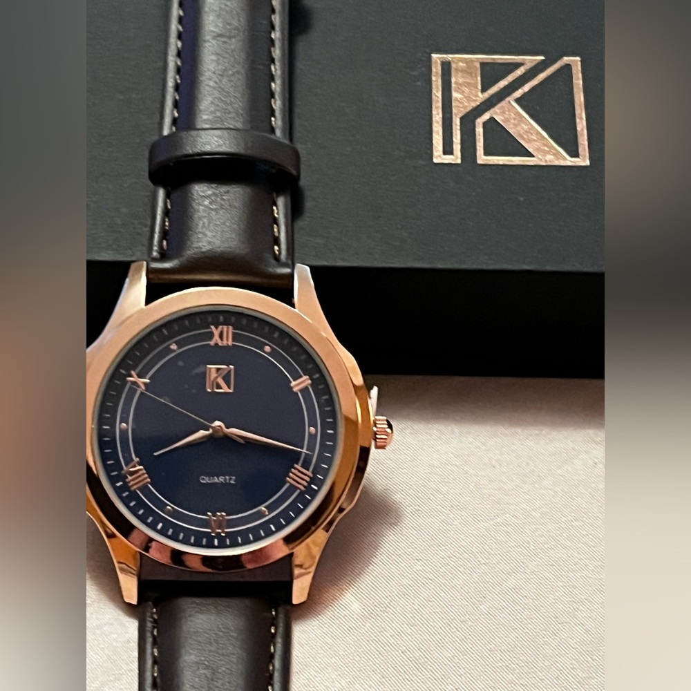 K-Men’s Black and Rose Gold Japan Quartz Movement Watch